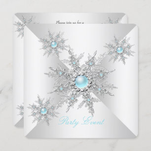 Pretty Teal Snowflakes Winter Wonderland Party Invitation