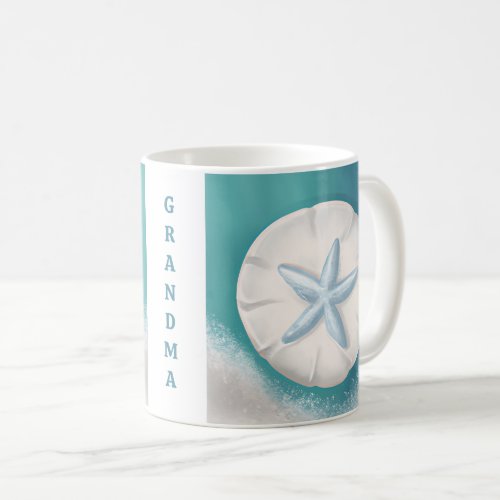 Pretty Teal Starfish Personalized Beachy Coffee Mug