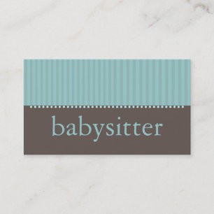 Pretty Teal Stripes Babysitting Business Card