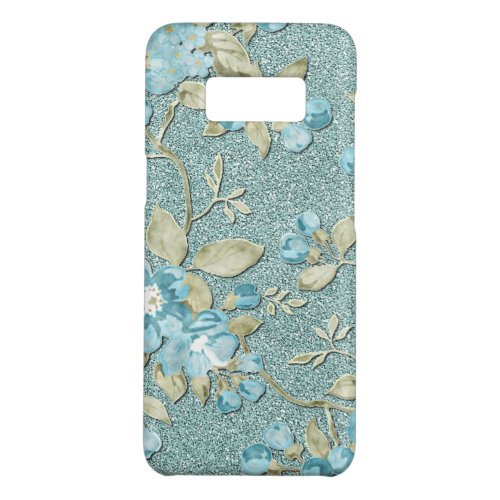 Pretty Teal Turquoise Floral Pattern Watercolor Case_Mate Samsung Galaxy S8 Case
