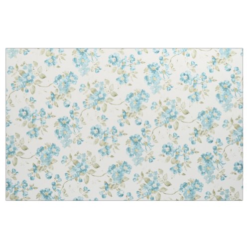 Pretty Teal Turquoise Floral Pattern Watercolor Fabric
