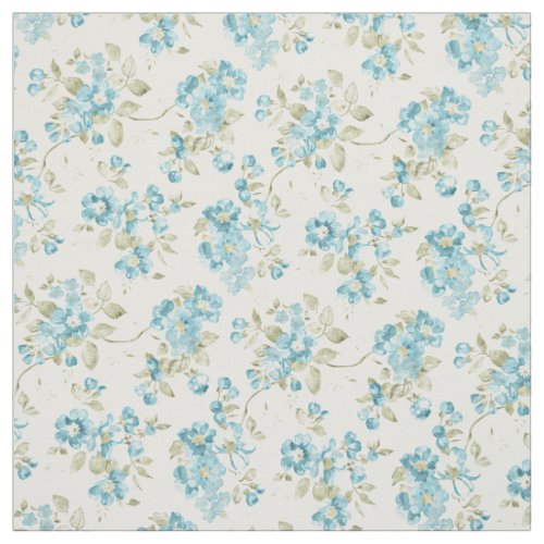 Pretty Teal Turquoise Floral Pattern Watercolor Fabric