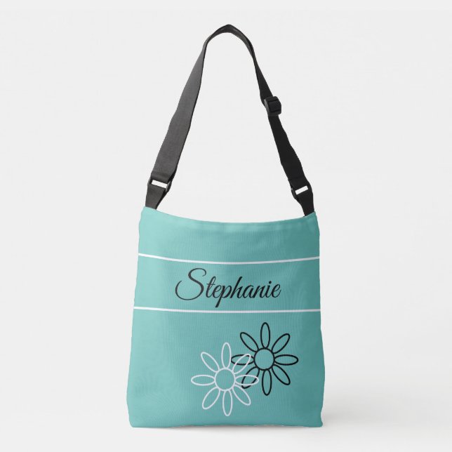 Pretty teal w/your name, initials or monogram cros crossbody bag (Front)