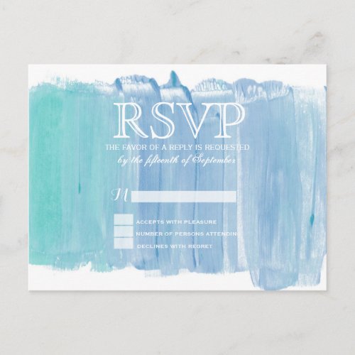 Pretty Teal Watercolor RSVP Postcards