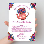 Pretty Teapot 90th Birthday Card Shower by Mail<br><div class="desc">Celebrate a milestone birthday in a unique and heartfelt way with this pretty Teapot Birthday Card Shower by Mail Invitation. This elegant tea inspired invitation features a hand-drawn teapot adorned with a beautiful floral bouquet in warm pink colors, setting the perfect tone for a special celebration from afar. Ideal for...</div>