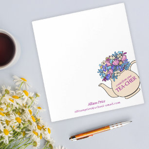 Pretty Teapot and Flowers Teacher Gift Notepad