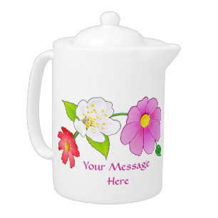 Pretty Teapots with Lovely Hawaiian Flowers