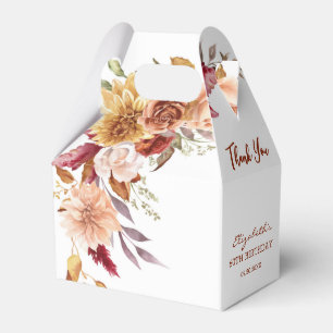 Pretty Terracotta Autumn Floral Botanical Birthday Favor Boxes