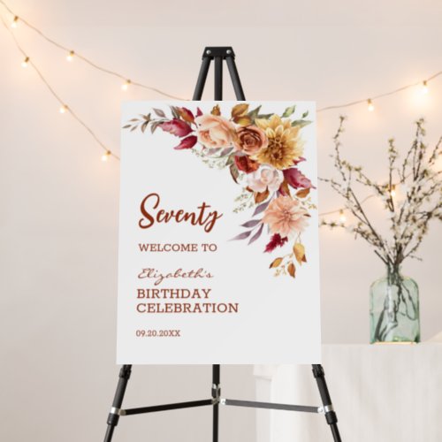 Pretty Terracotta Autumn Floral Greenery Birthday Foam Board