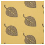 Pretty Textured Golden Leaf Pattern Fabric