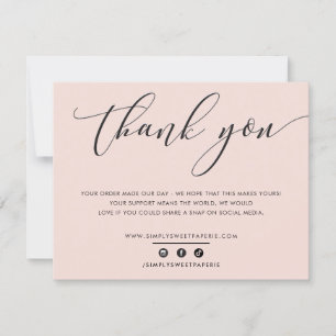PRETTY THANK YOU elegant business blush pink Card