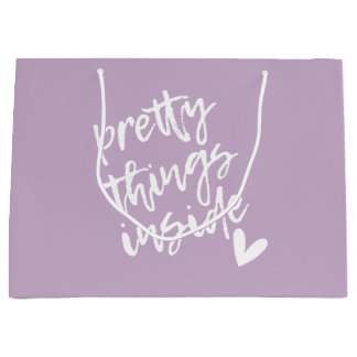 Pretty Things Inside, Modern Calligraphy Large Gift Bag