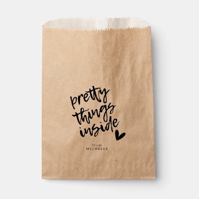 Pretty Things Inside, Modern Script Custom Favor Bag (Front)