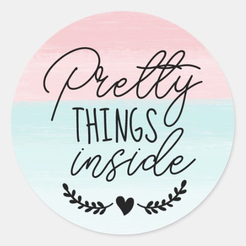 Pretty Things Inside Pastel Blush Pink Turquoise Classic Round Sticker