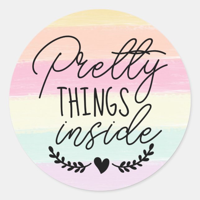 Pretty Things Inside Pastel Rainbow Colors Classic Round Sticker (Front)