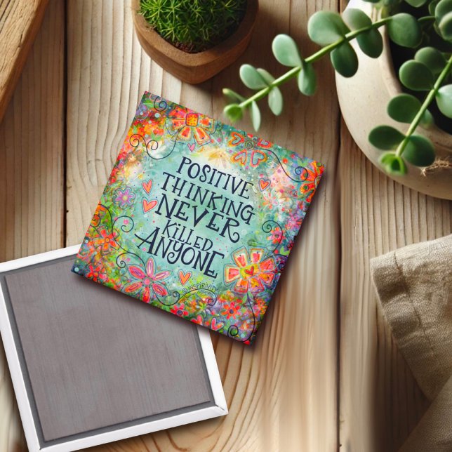 Pretty Think Positive Floral Inspirivity Magnet (Creator Uploaded)