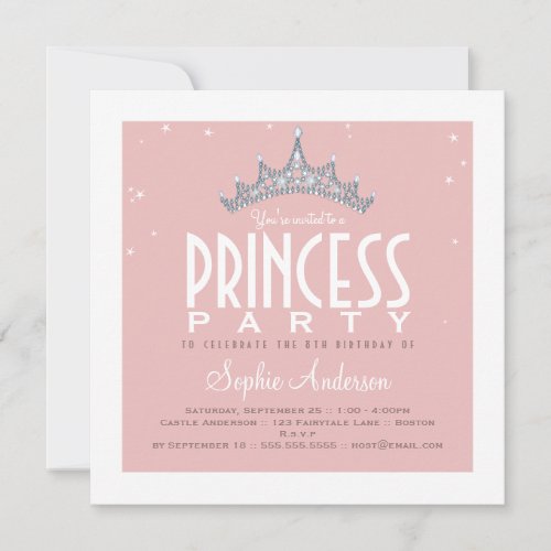 Pretty Tiara Princess Birthday Party Invitation