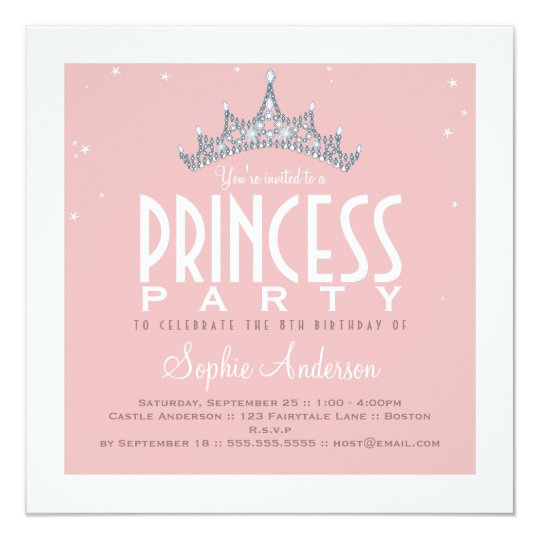 pretty tiara princess birthday party invitation zazzle com