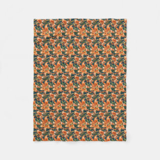 Pretty Tiger Lily Floral Fleece Blanket