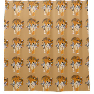 Pretty Tiger Pattern Themed Shower Curtains