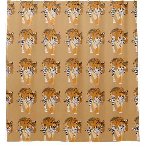 Pretty Tiger Pattern Themed Shower Curtains