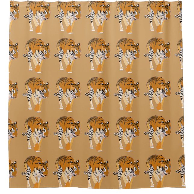 Pretty Tiger Pattern Themed Shower Curtains (Front)