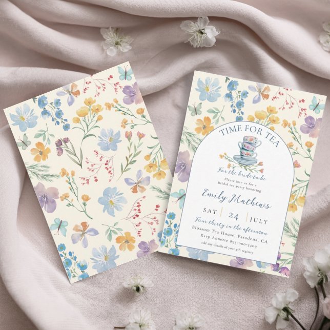 Pretty Time for Tea Wildflower Bridal Shower  Invitation (Creator Uploaded)