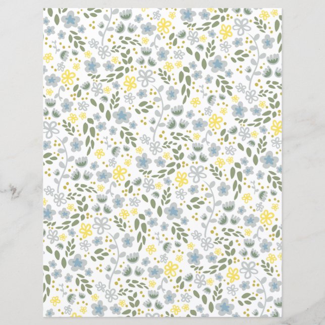 Pretty Tiny Yellow Flowers Pattern Scrapbook Paper (Front)