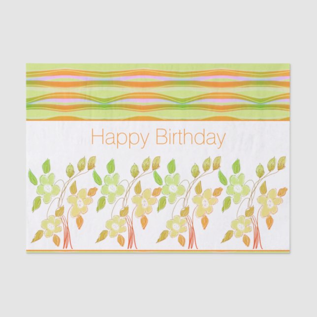 Pretty Tissue Personalize Happy Birthday Paper (Front)