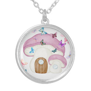 Pretty Toad Stool &  Silver Plated Necklace