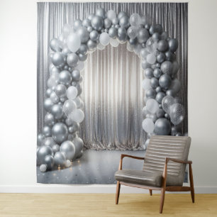 Pretty Tones of Gray Balloon Arch Tapestry