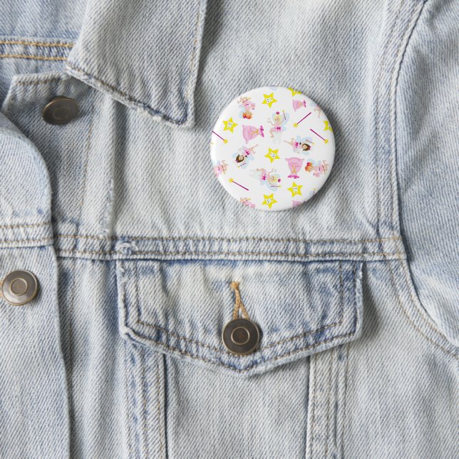 Pretty Tooth Fairy Magic Wand White Teeth Button (In Situ)