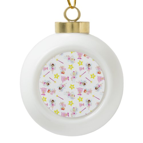 Pretty Tooth Fairy Magic Wand White Teeth Ceramic Ball Christmas Ornament
