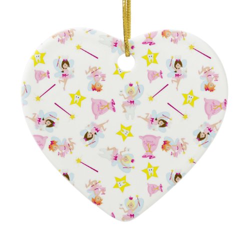 Pretty Tooth Fairy Magic Wand White Teeth Ceramic Ornament