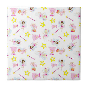 Pretty Tooth Fairy Magic Wand White Teeth Ceramic Tile