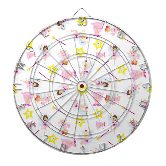 Pretty Tooth Fairy Magic Wand White Teeth Dart Board (Front)