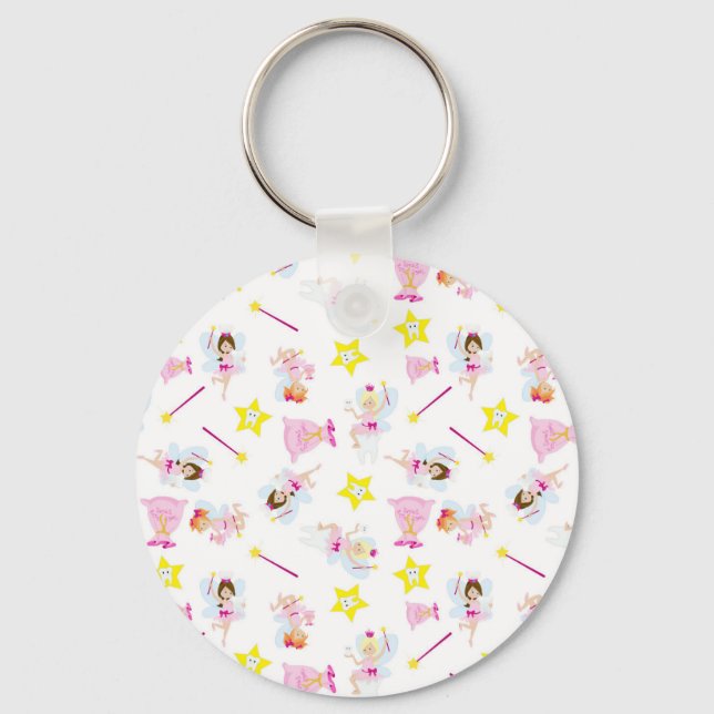Pretty Tooth Fairy Magic Wand White Teeth Keychain (Front)