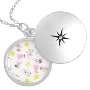Pretty Tooth Fairy Magic Wand White Teeth Locket Necklace