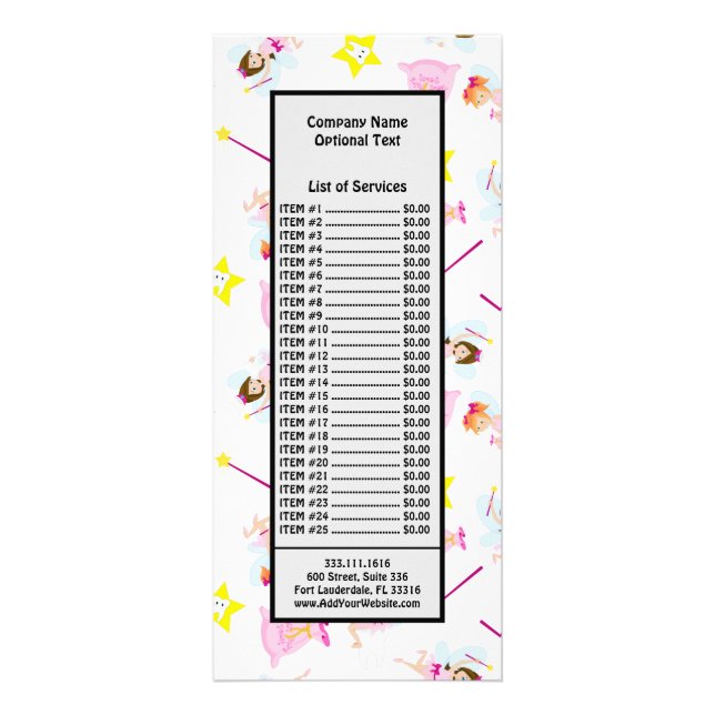 Pretty Tooth Fairy Magic Wand White Teeth Yellow Rack Card (Front)