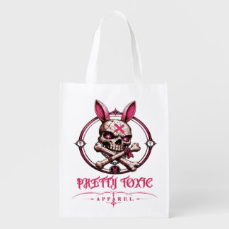 Pretty Toxic Skull Bunny Women's Pastel Goth Stree Grocery Bag