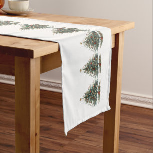 Pretty Traditional Christmas Trees Medium Table Runner