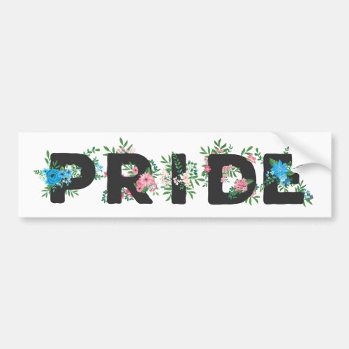 Pretty Trans Pride Floral Bumper Sticker