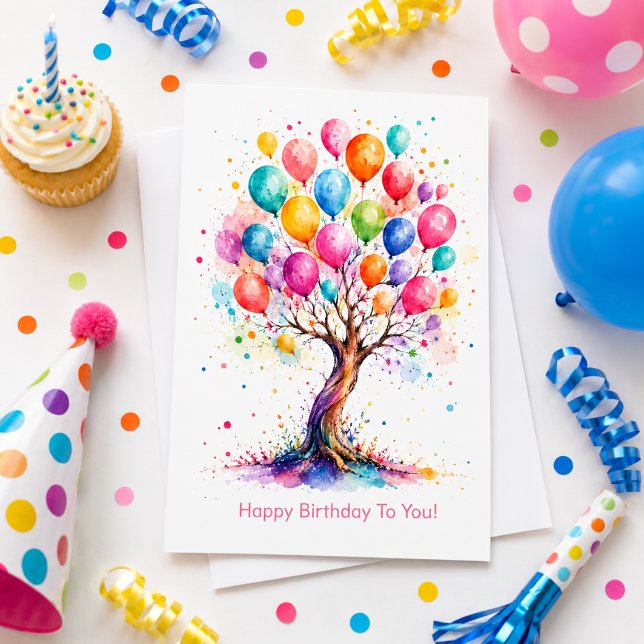 Pretty Tree and Balloon Birthday Card (Creator Uploaded)