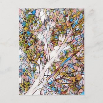 Pretty Tree Of Life Stained Glass Photomanipulatio Postcard by ArtsyPhoto at Zazzle