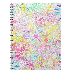 Pretty trendy floral hand drawn henna pattern notebook
