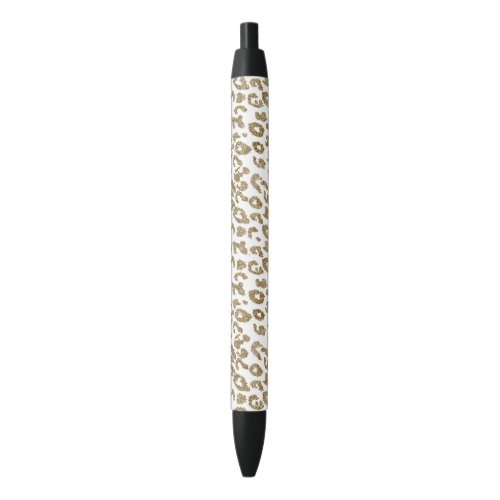 Pretty Trendy Leopard Print Gold Glitter Black Ink Pen