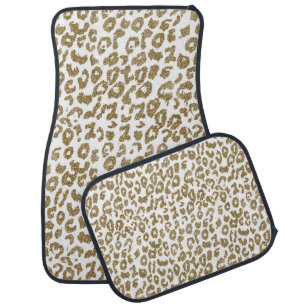 Pretty Trendy Leopard Print Gold Glitter Car Floor Mat