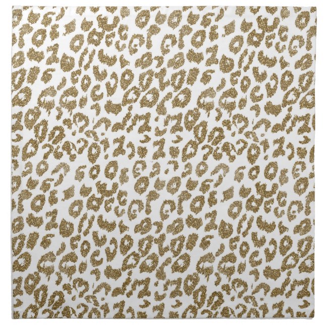 Pretty Trendy Leopard Print Gold Glitter Cloth Napkin (Front)