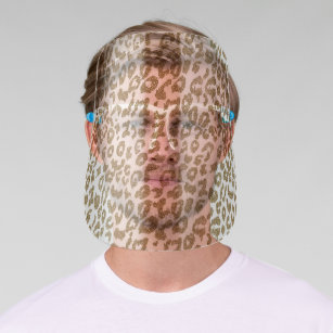 Pretty Trendy Leopard Print Gold Glitter Face Shield