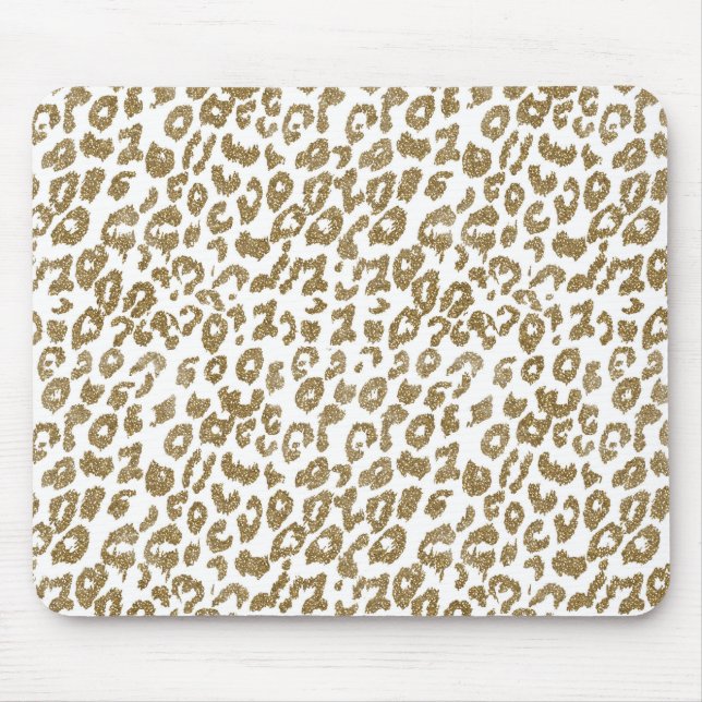 Pretty Trendy Leopard Print Gold Glitter Mouse Pad (Front)